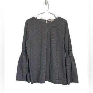 Solitaire Sz Large Black Stripe Top Bell Sleeves whimsigoth Dark Fairy